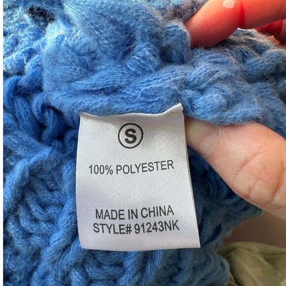 Vici Dusty Blue Chunky Knit Oversized Open Front Cardigan Sweater S - Picture 12 of 15